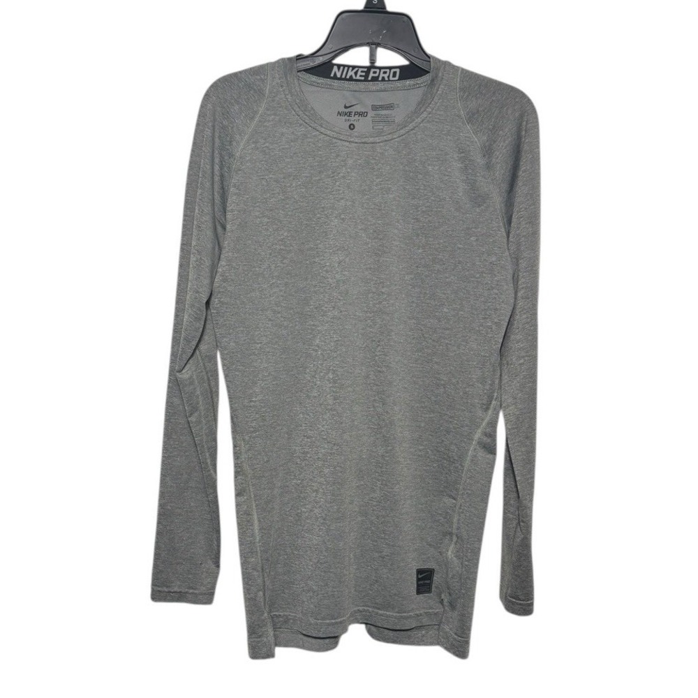 Nike Pro Dri-Fit Compression Long Sleeve Shirt Gray Men's Small Athletic